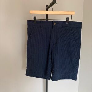 Men's Navy Blue Seersucker  Shorts 7.5” inseam